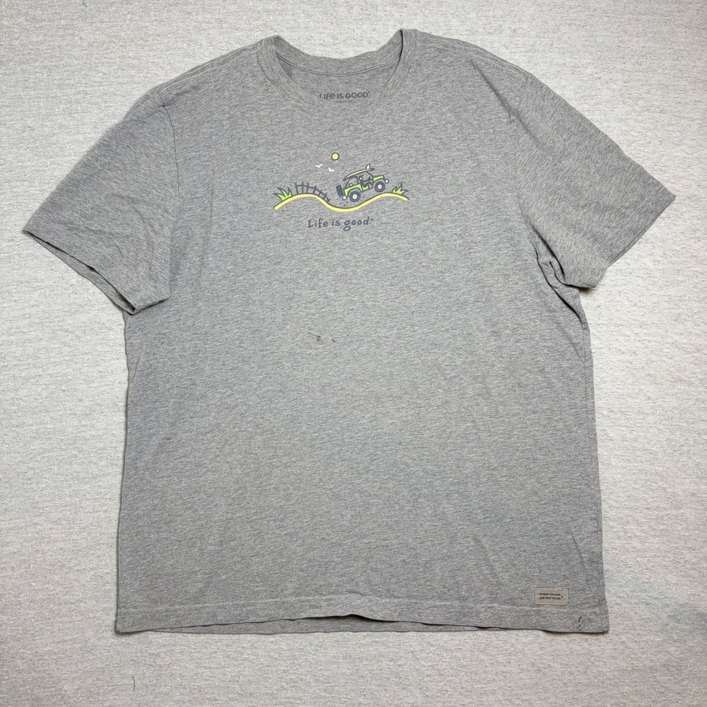 Life is Good Mens T Shirt XL Gray Jeep Off Road Graphic Crusher Tee Cotton 1472